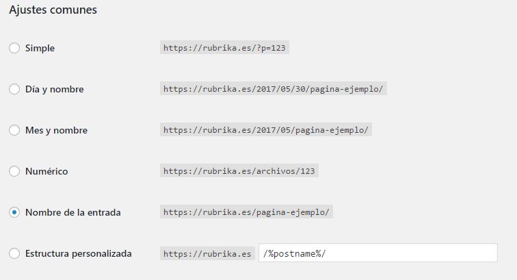 Configuración de urls para wordpress